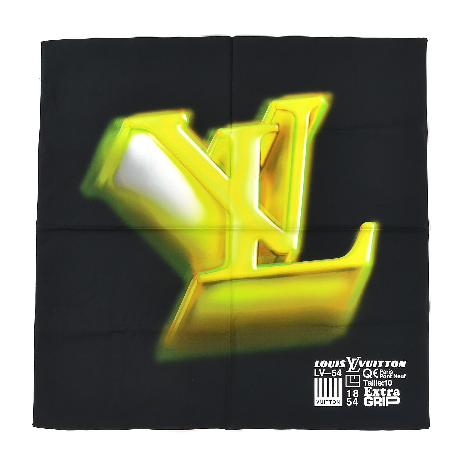 Louis Vuitton Cotton LV 3D Bandana Scarf Black Yellow 1 of 4