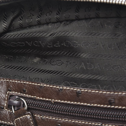 Prada Ostrich Travel Briefcase Brown 8 of 15