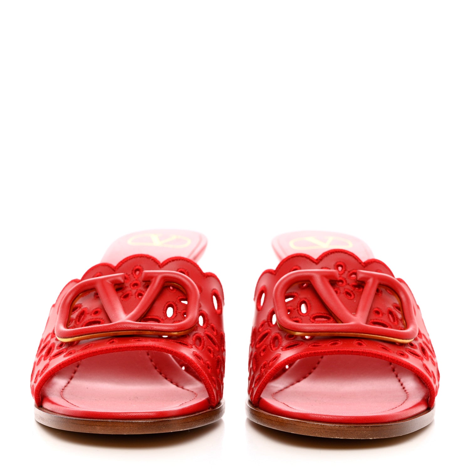 Valentino Garavani Calfskin Atelier 08 San Gallo VLogo Laser Cut 65mm Slide Sandals 39 Red 2 of 11