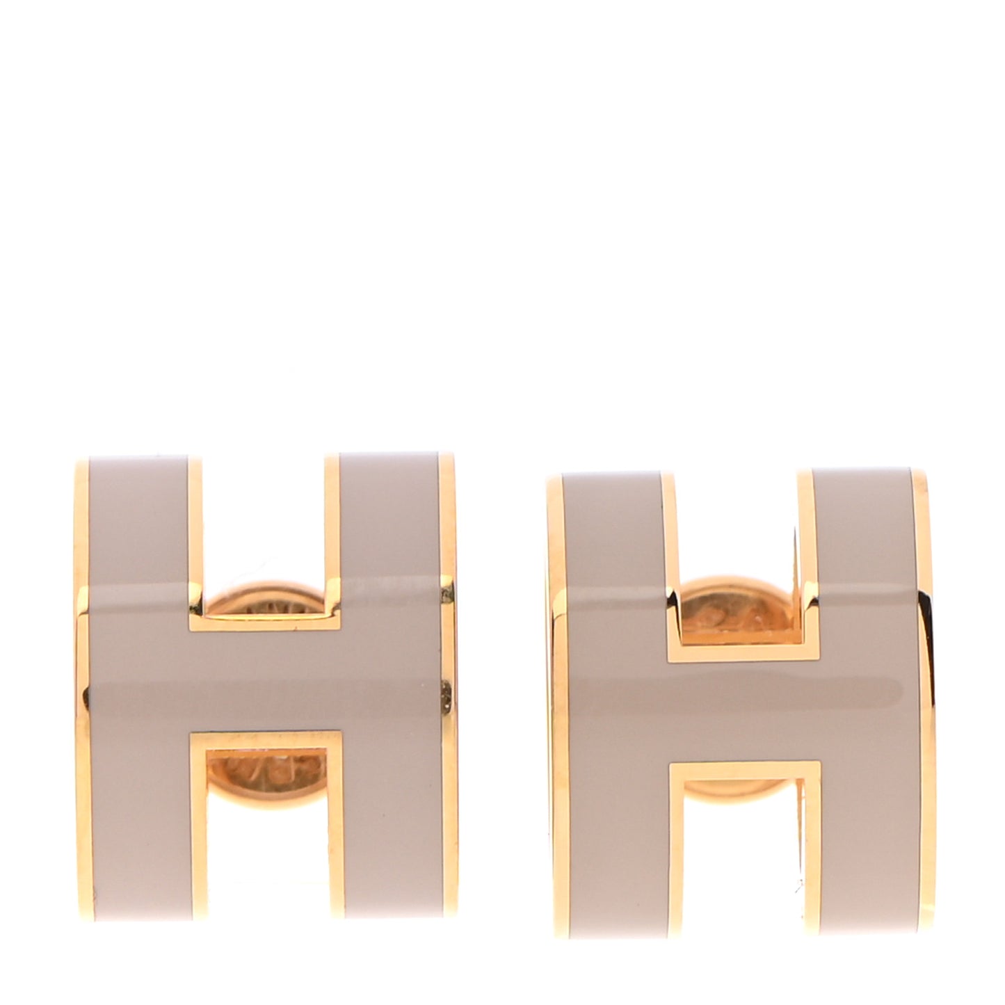 Gold Lacquered Pop H Earrings Marron Glace