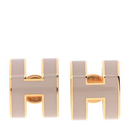 Hermes Gold Lacquered Pop H Earrings Marron Glace 1 of 7