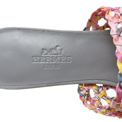 Hermes Silk Toscane Tressee Print Mules 35.5 Multicolor 5 of 7