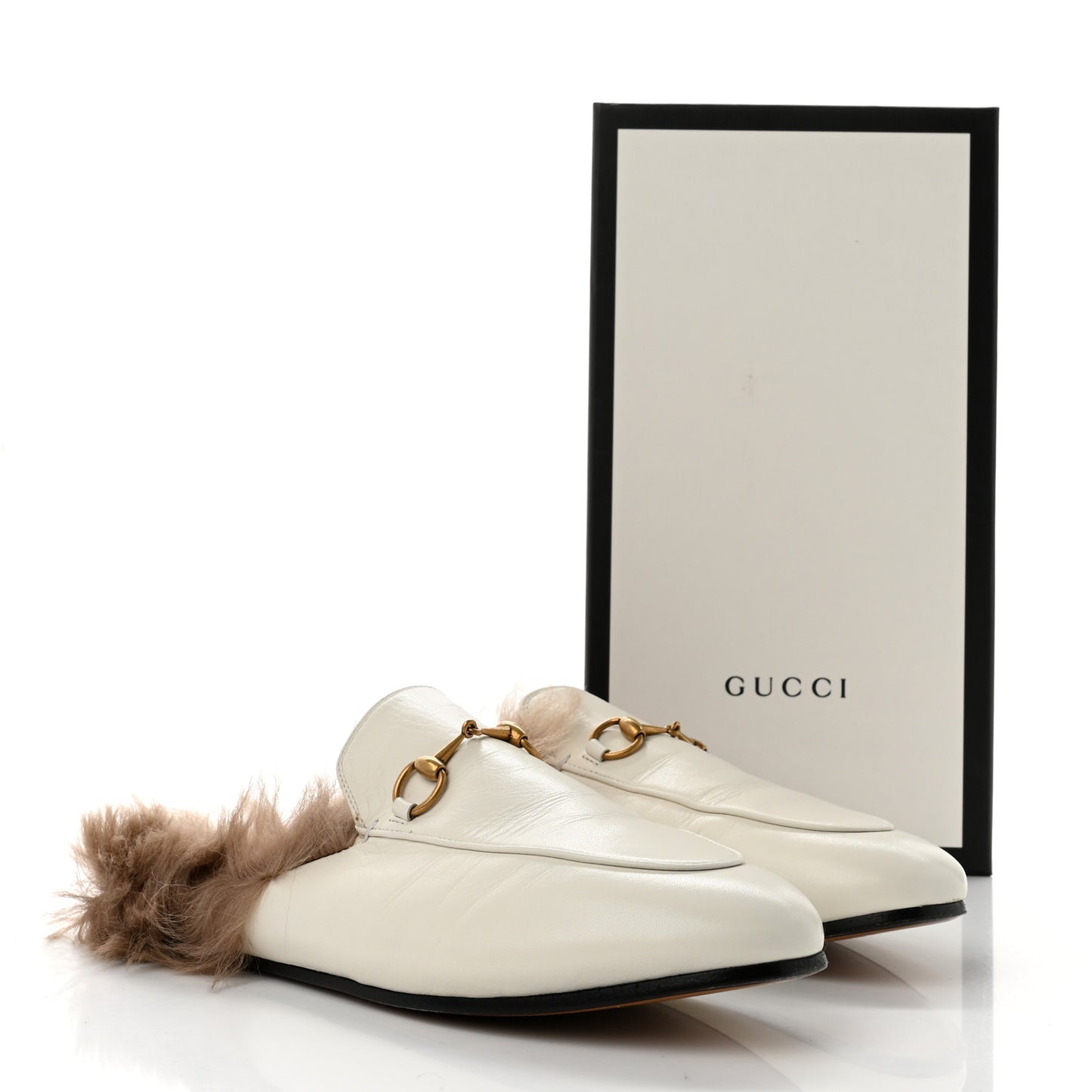 Malaga Kid Fur Womens Princetown Slippers 40 Dusty White Naturale