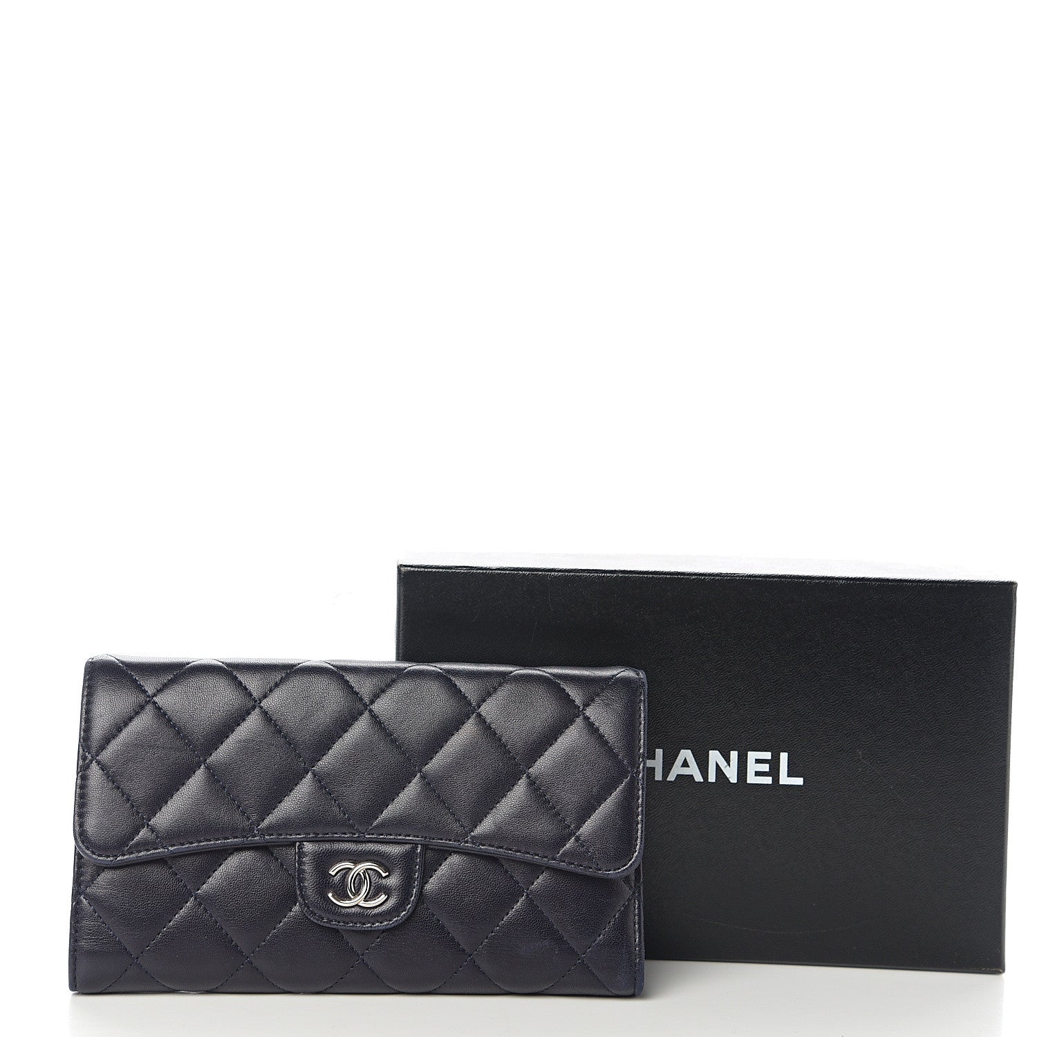 Chanel Lambskin Quilted Large Flap Wallet Black 9 of 9