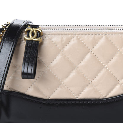 Chanel Aged Calfskin Quilted Small Gabrielle Clutch With Chain Beige Black 10 of 10