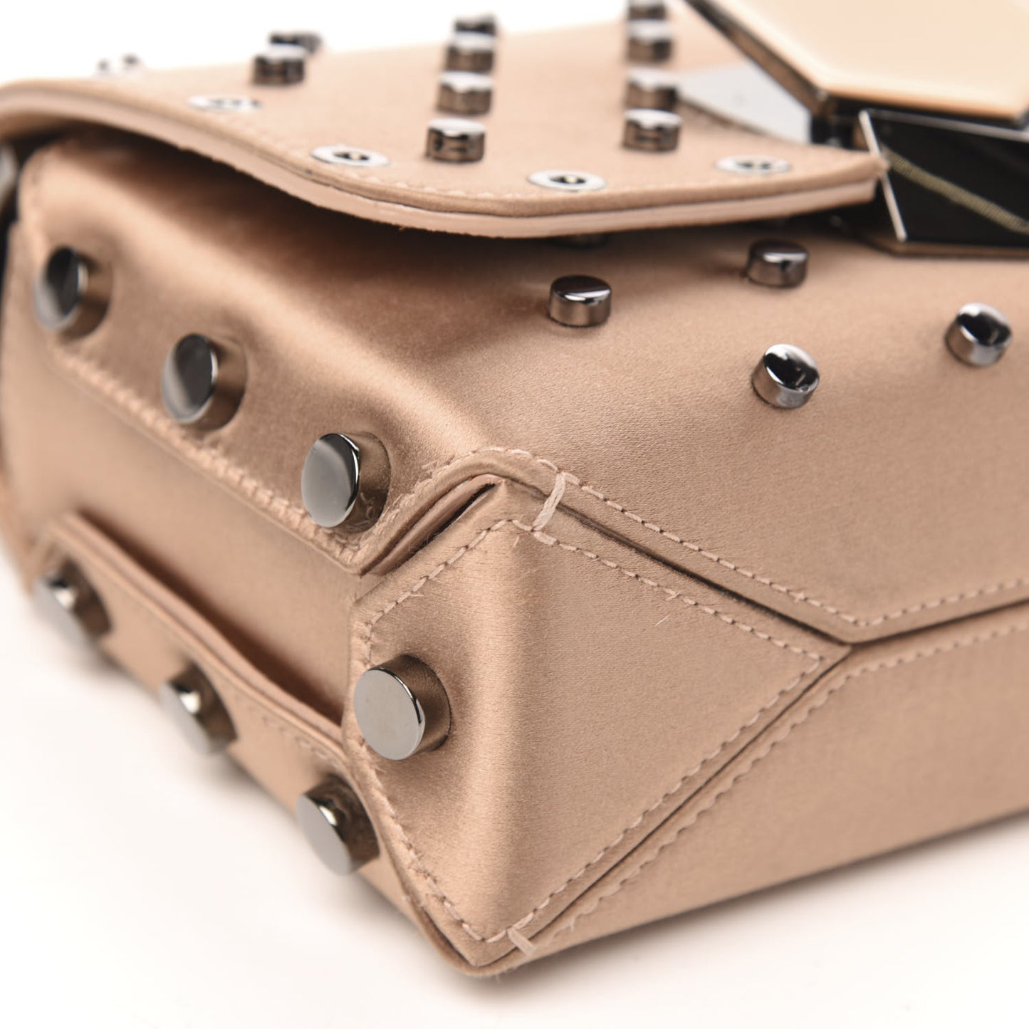 Satin Studded Lockett Petite Shoulder Bag Ballet Pink