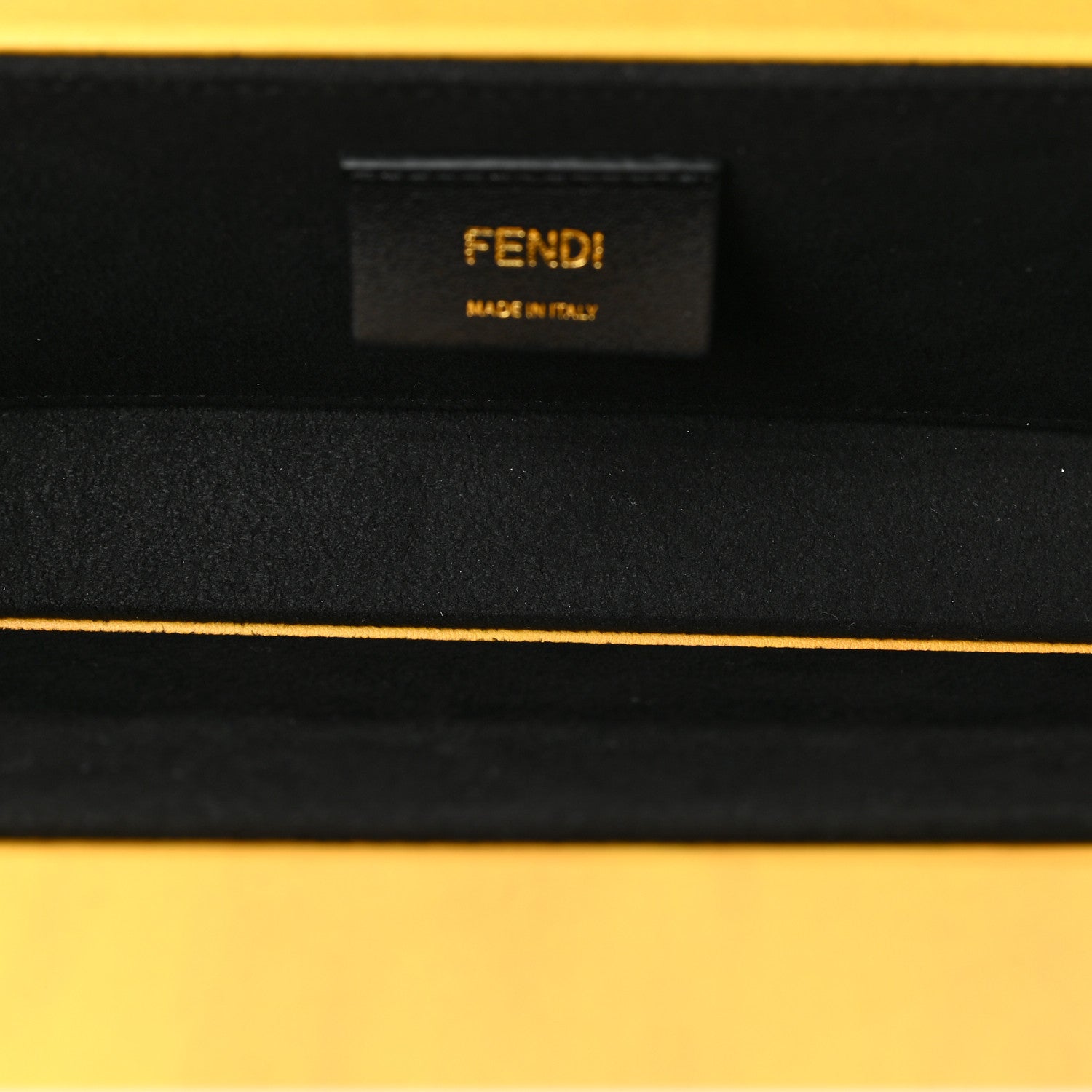 Fendi Vitello Fluffy Logo Horizontal Box Crossbody Bag Yellow Box