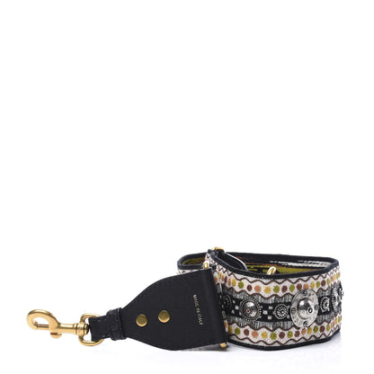 Christian Dior Canvas Embroidered Studded Shoulder Strap Multicolor Black 4 of 6