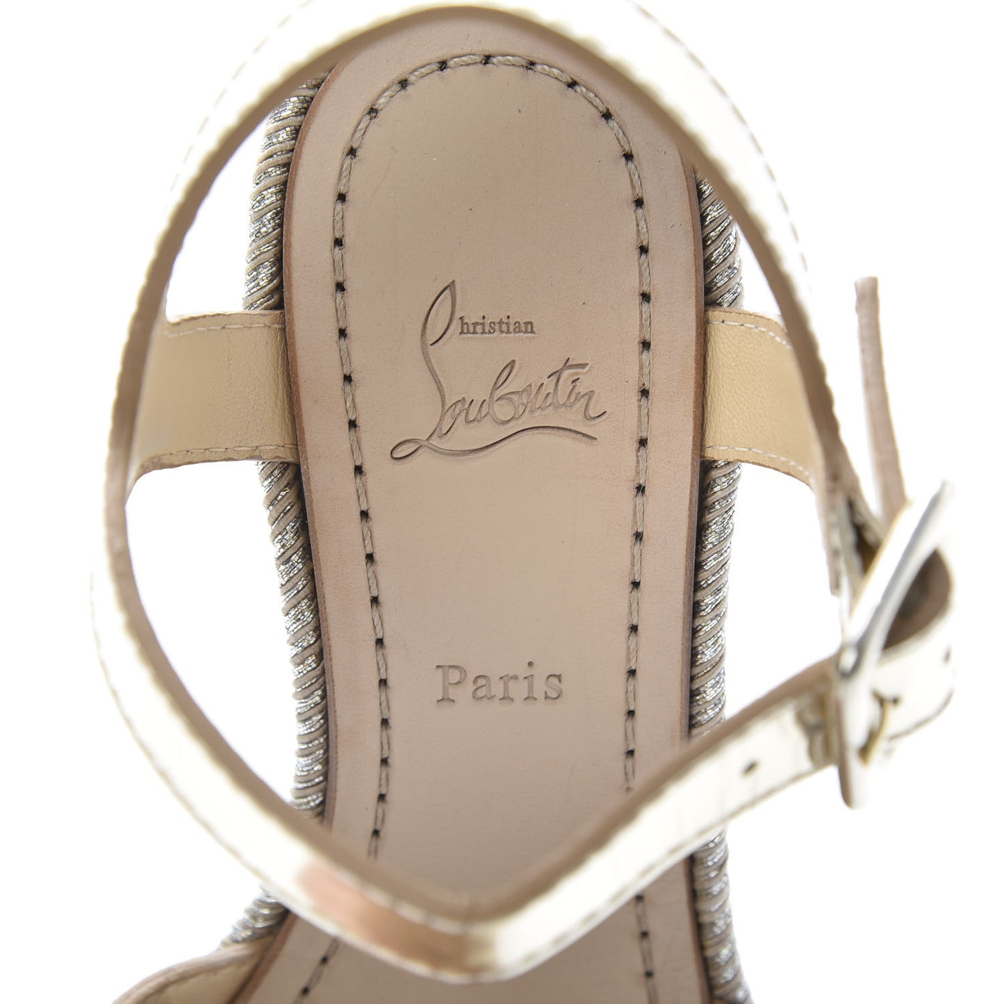 Calfskin Glitter Almeria 120 Wedge Sandals 36 Light Gold