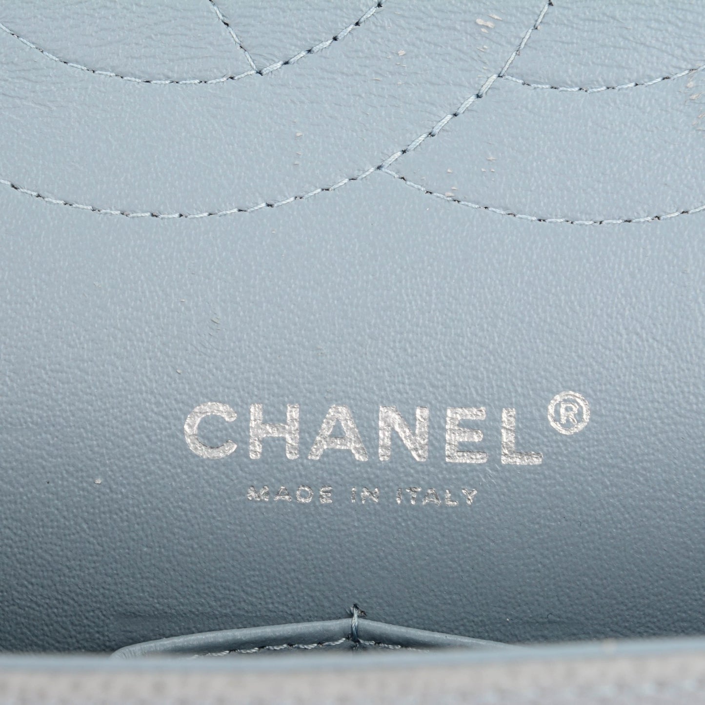 Iridescent Caviar Jumbo Double Flap Light Blue