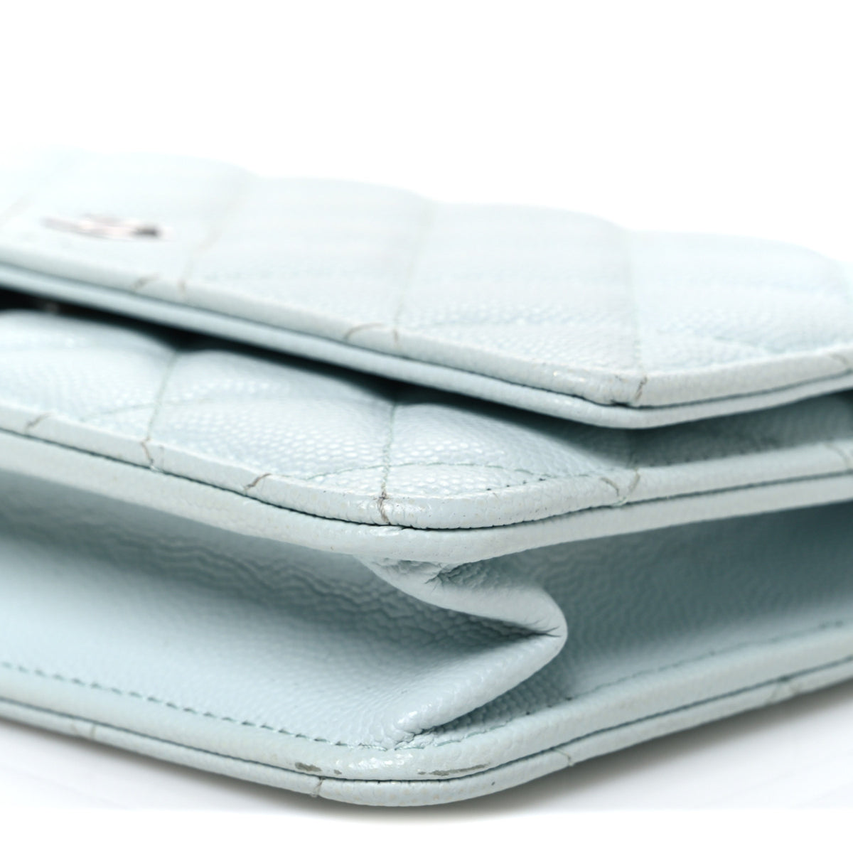 Chanel Caviar Quilted Wallet on Chain WOC Light Blue 11 of 12