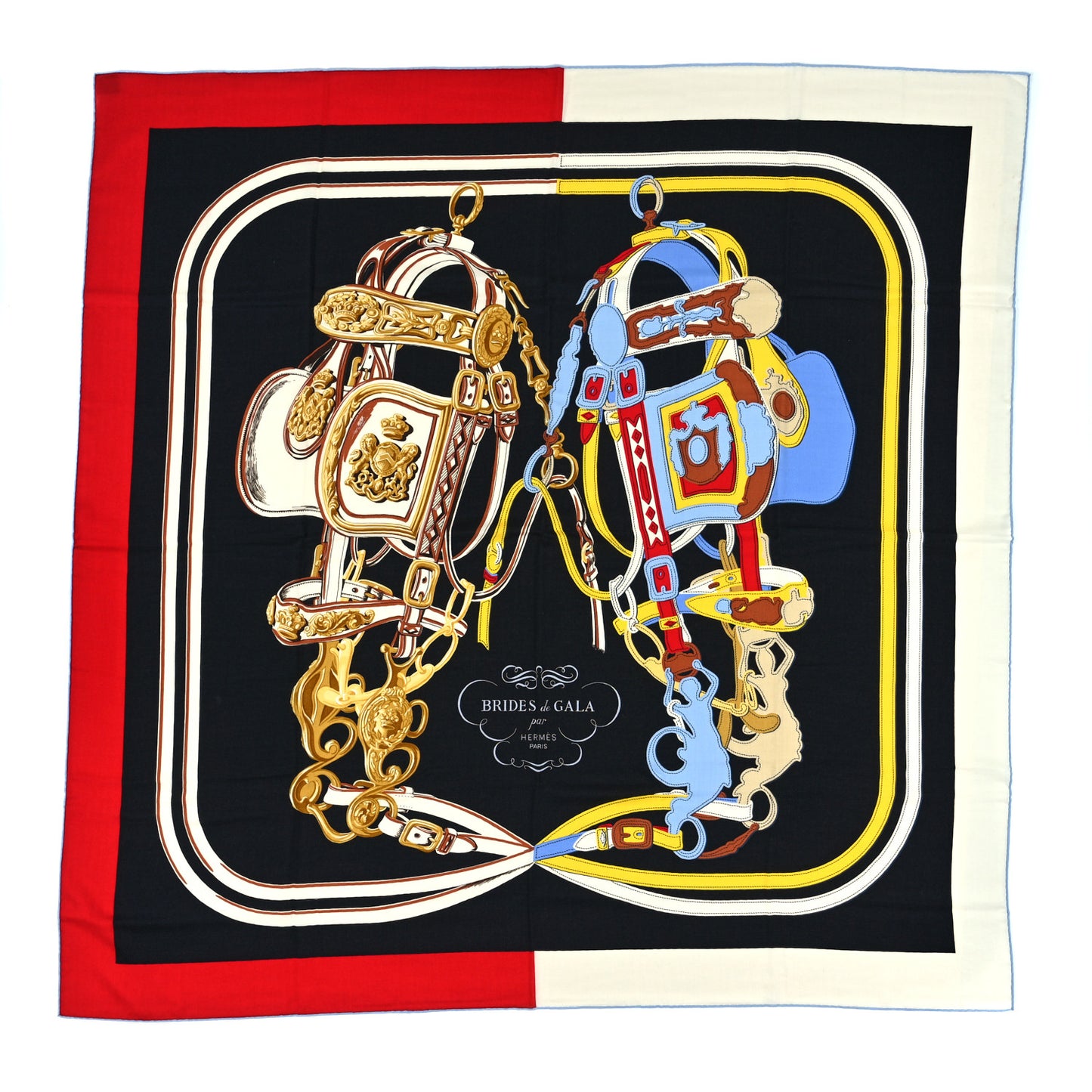 Silk Cashmere Brides De Gala Applique Pique Shawl 140 Rouge Black Bleu Ciel