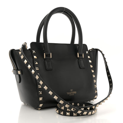 Valentino Garavani Vitello Mini Rockstud Double Handle Tote Black 3 of 9