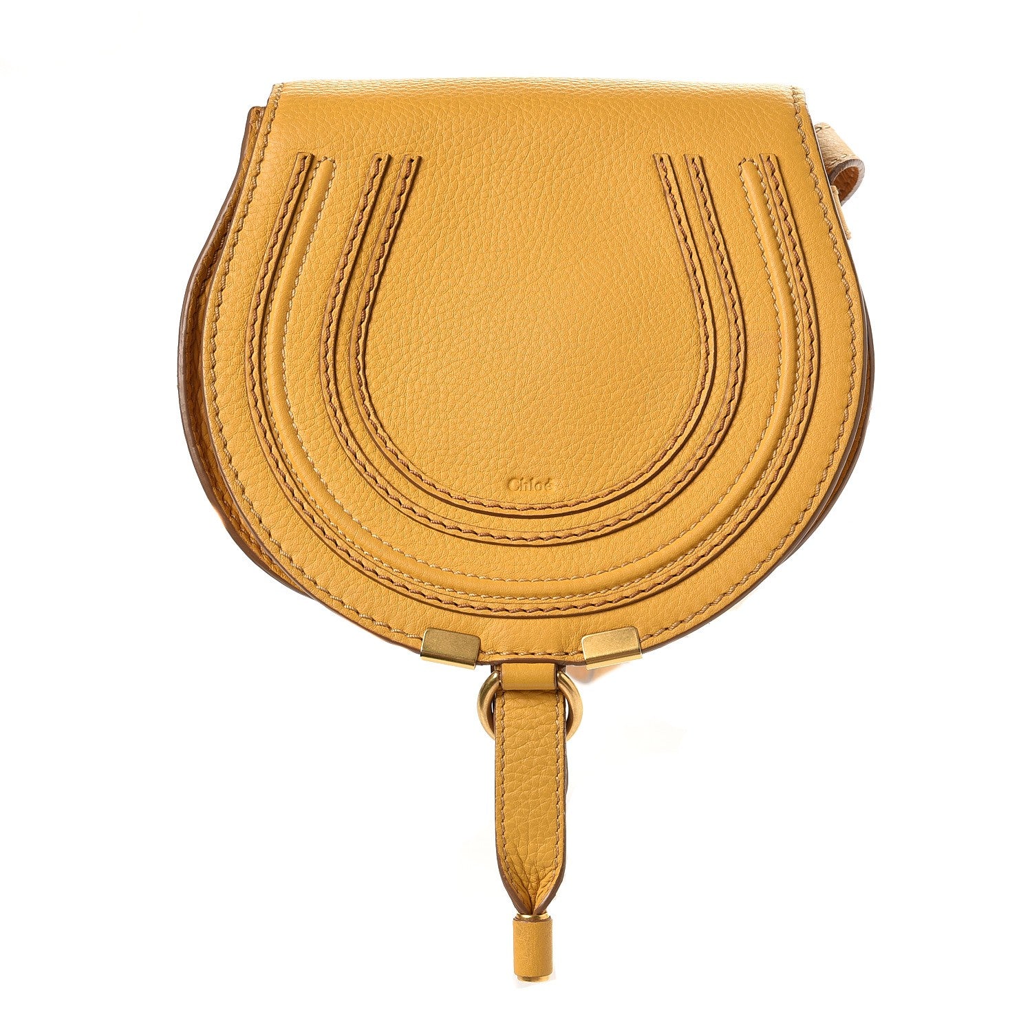 Chloe Calfskin Mini Marcie Round Crossbody Bag Curry Yellow 1 of 7