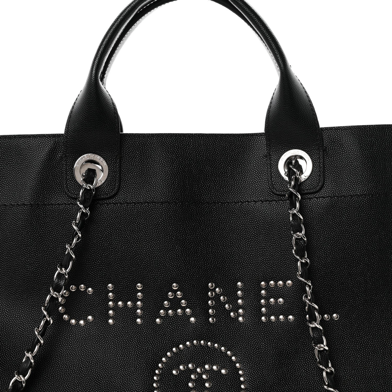 Chanel Caviar Extra Large Studded Deauville Tote Black 8 of 12