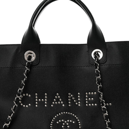 Chanel Caviar Extra Large Studded Deauville Tote Black 8 of 12