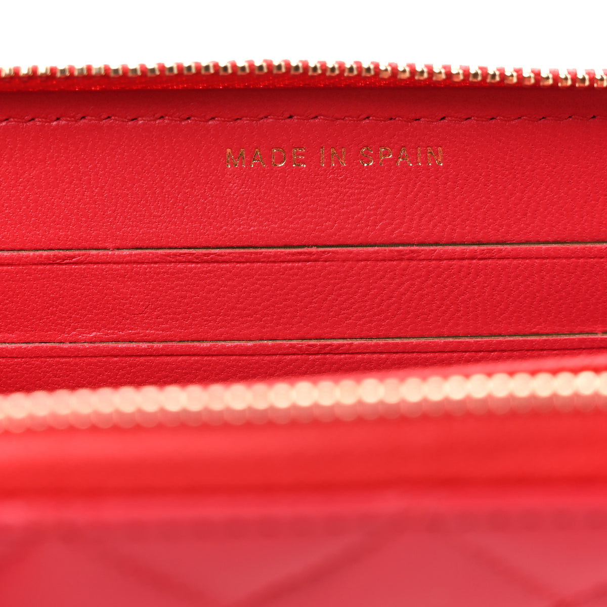 Lambskin Quilted Medium Zip Around Wallet Light Red