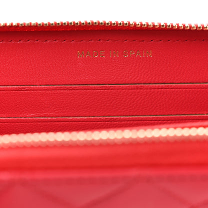 Chanel Lambskin Quilted Medium Zip Around Wallet Light Red 6 of 9