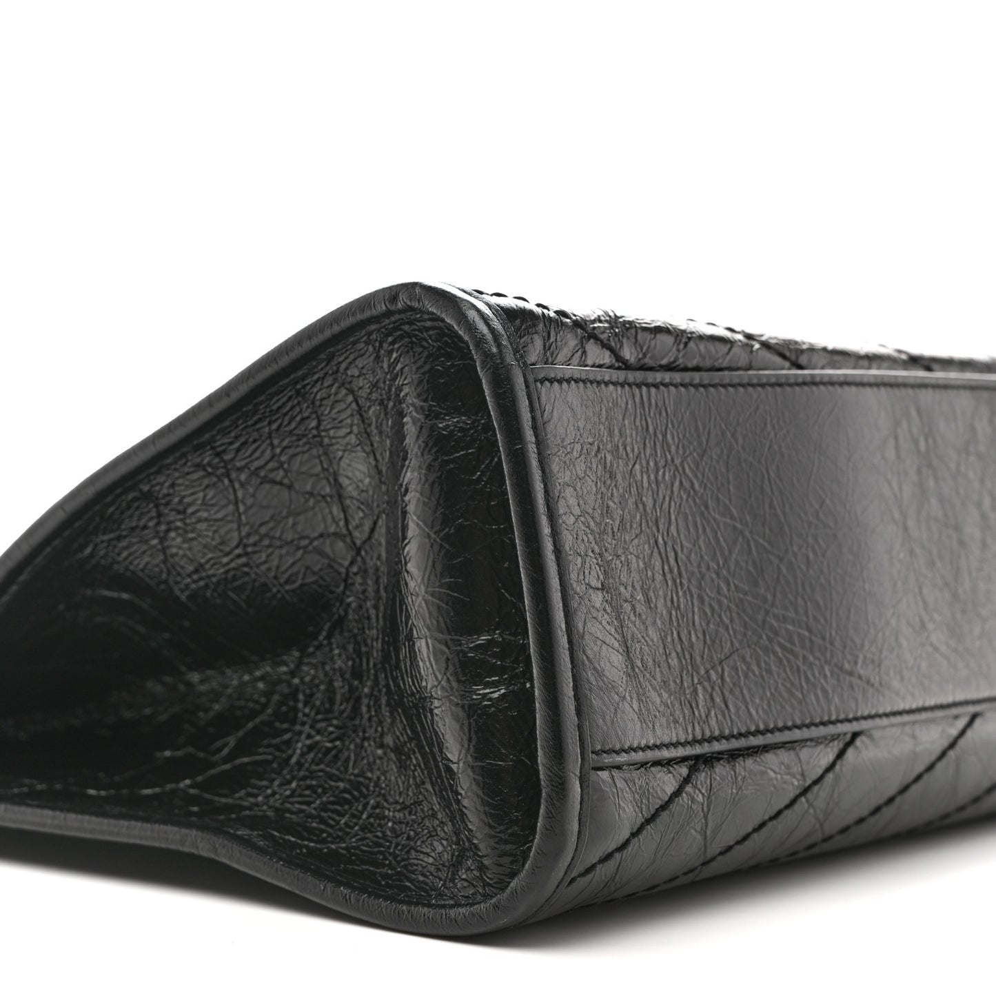 Crinkled Calfskin Matelasse Monogram Medium Niki Shopper Tote Black