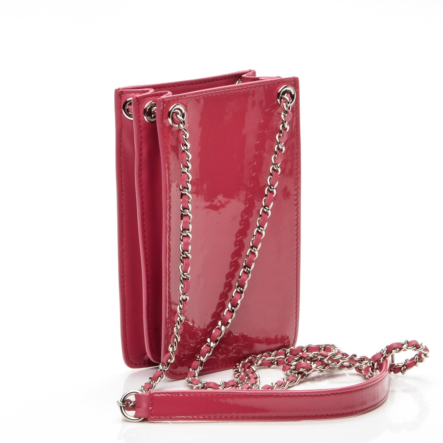 Patent Crossbody CC Phone Holder Dark Pink