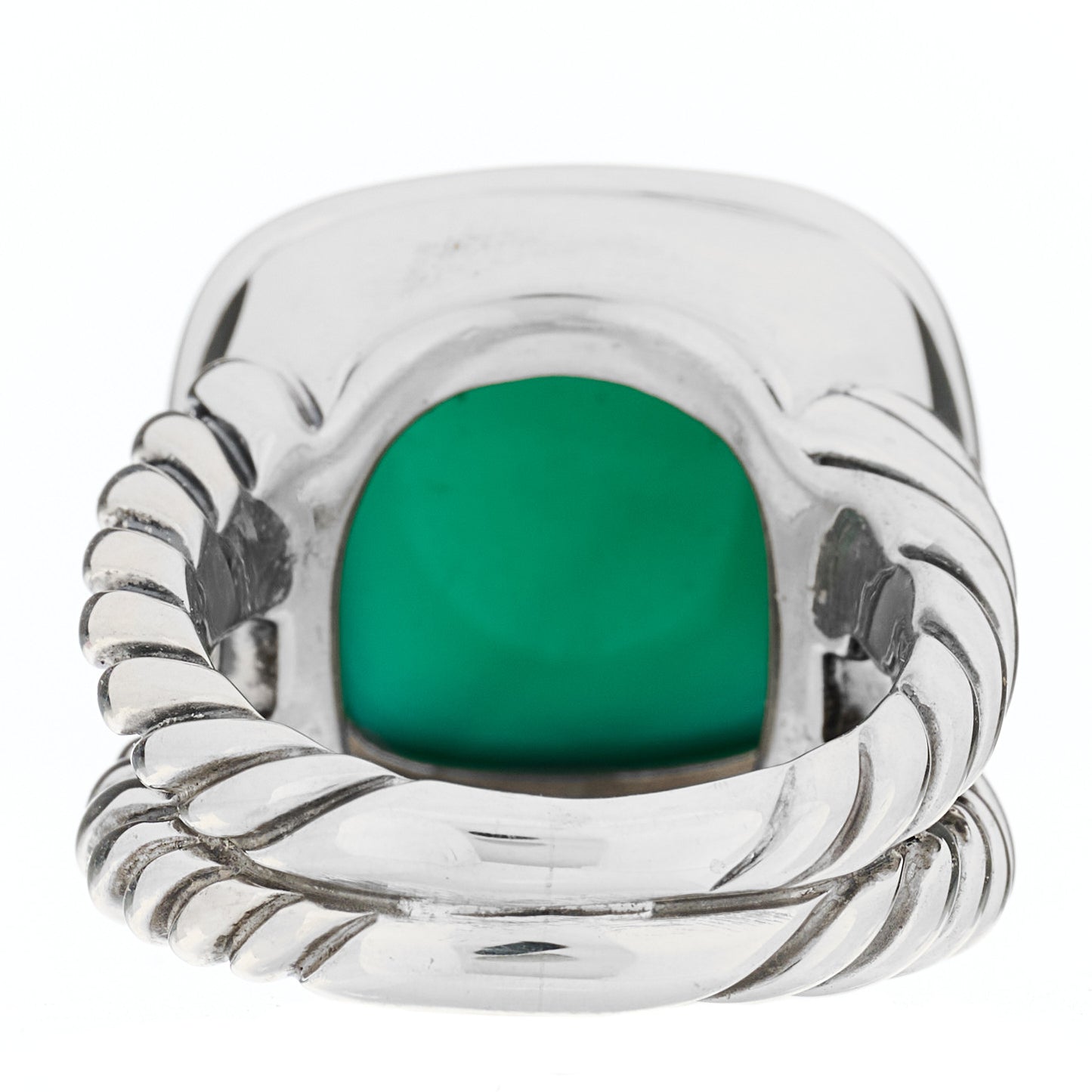 Sterling Silver Diamond Green Onyx 14mm Albion Ring 50 5.25