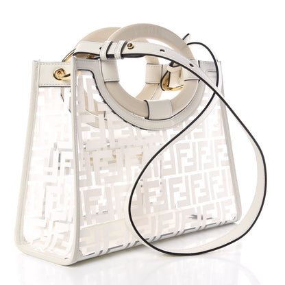 Fendi TPU FF Vitello Century Plexiglass Small Runaway Shopper Tote White 3 of 7