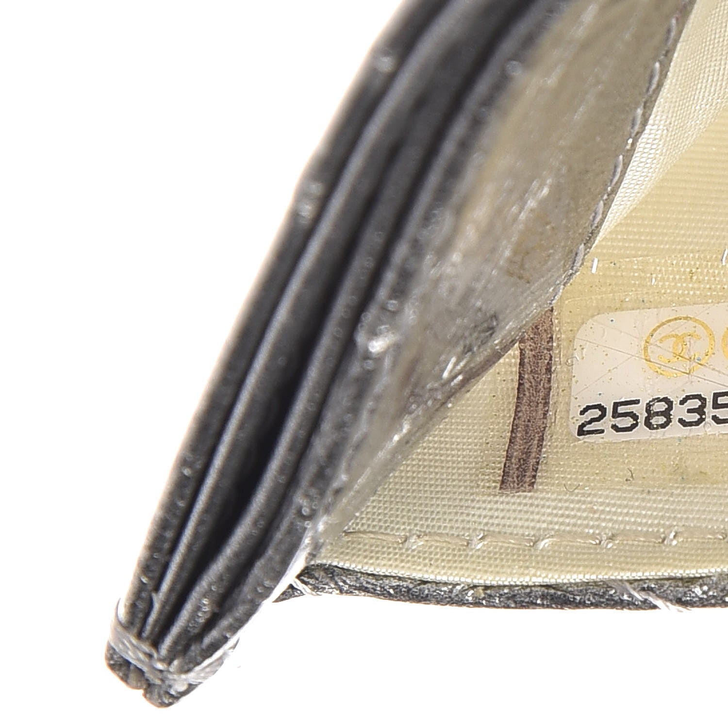 Chanel Patent Metallic Crumpled Calfskin Chevron Quilted Card Holder Silver 8 of 8