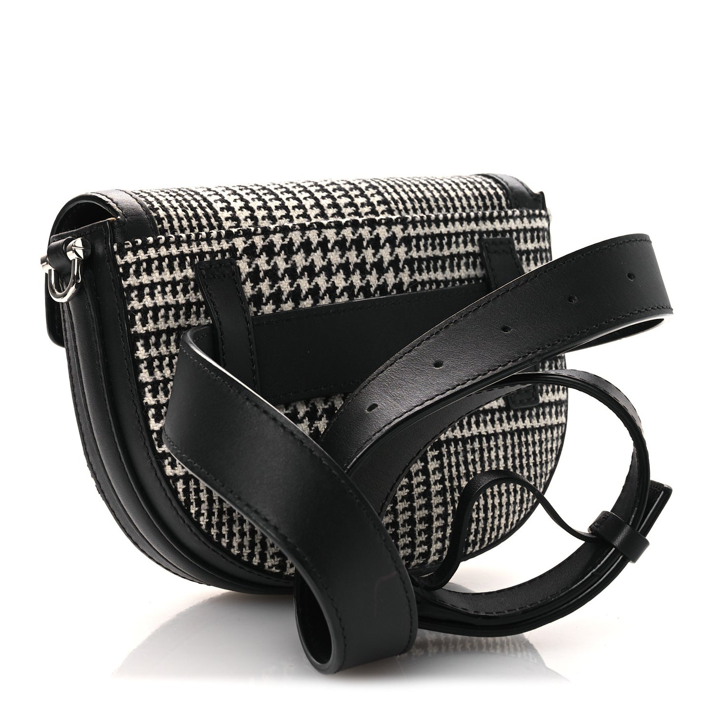 Calfskin Houndstooth Mini Patricia Belt Bag Black White