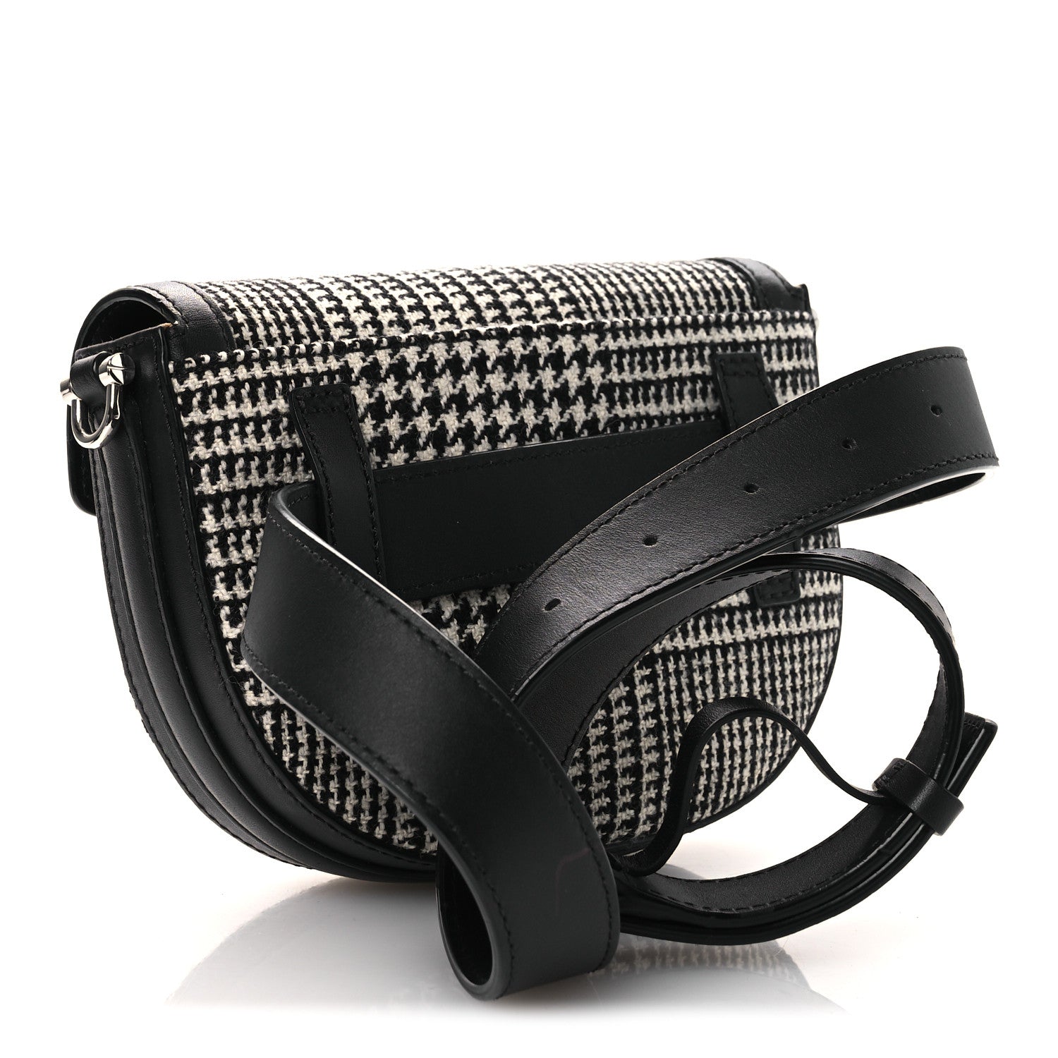 MCM Calfskin Houndstooth Mini Patricia Belt Bag Black White 3 of 12