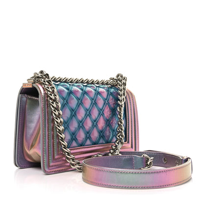 Chanel Iridescent Patent Calfskin PVC Quilted Small Boy Flap Light Purple 3 of 10