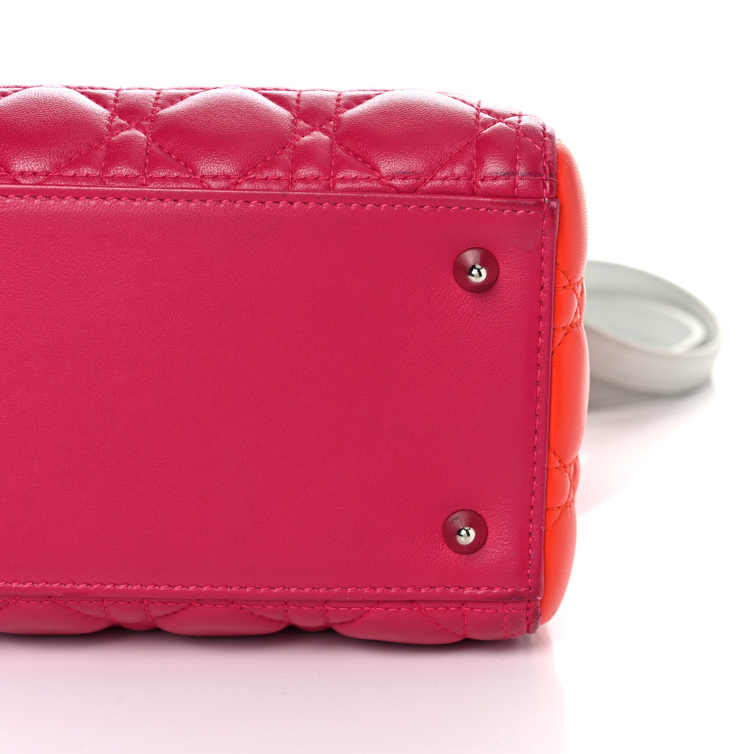 Christian Dior Lambskin Cannage Medium Tri-Color Lady Dior Fuchsia Orange 9 of 37