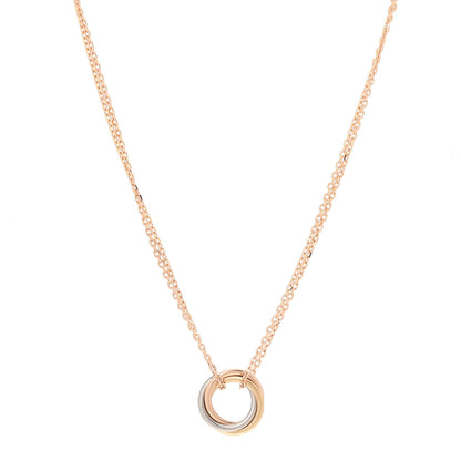 Cartier 18K Pink Yellow White Gold Trinity Double Chain Pendant Necklace 1 of 6