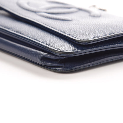 Chanel Caviar Timeless CC Wallet On Chain WOC Dark Blue 13 of 17