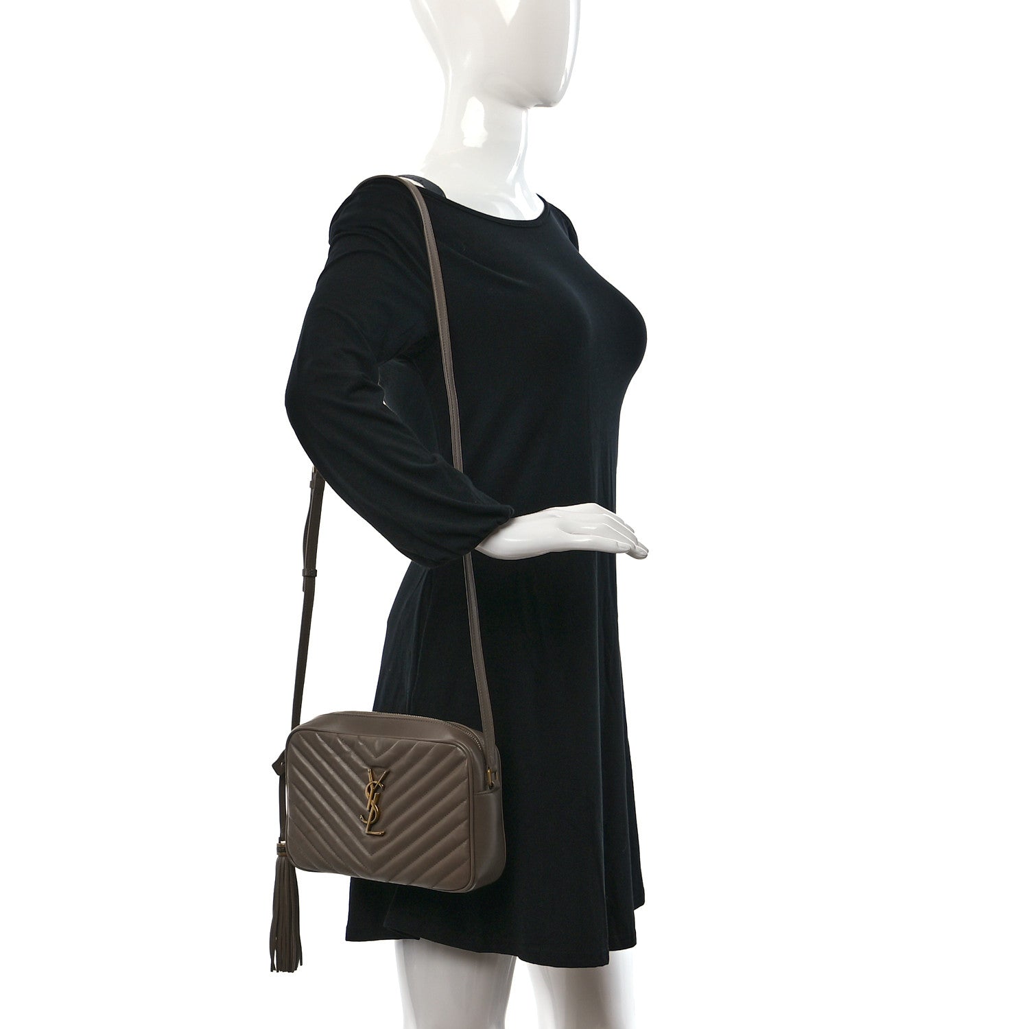 Saint Laurent Calfskin Matelasse Monogram Lou Camera Bag Greyish Brown 2 of 10