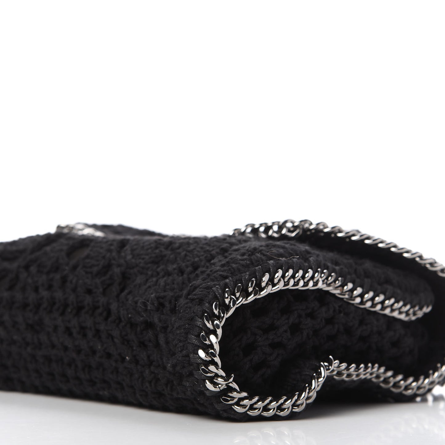 Cotton Crochet Falabella Ajouree Tote Bag Black