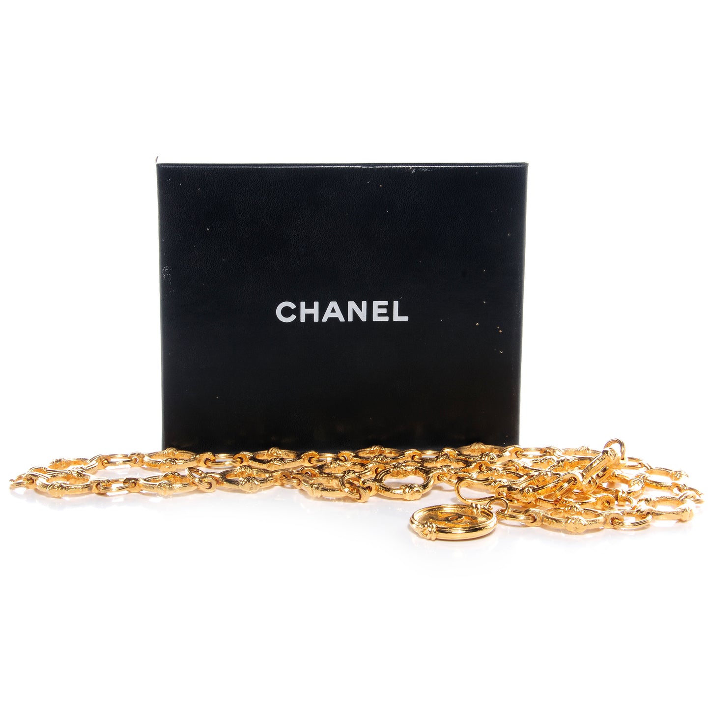Metal Chain CC Medallion Belt Gold