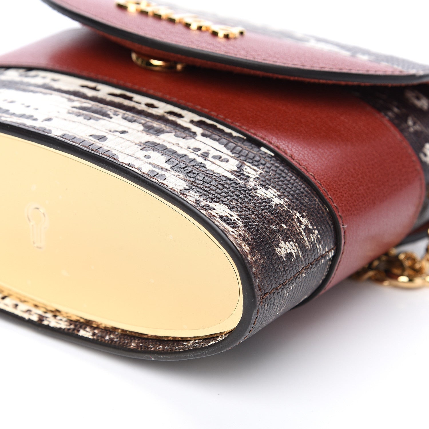 Chloe Calfskin Lizard Embossed Small Aby Lock Sepia Brown 7 of 7