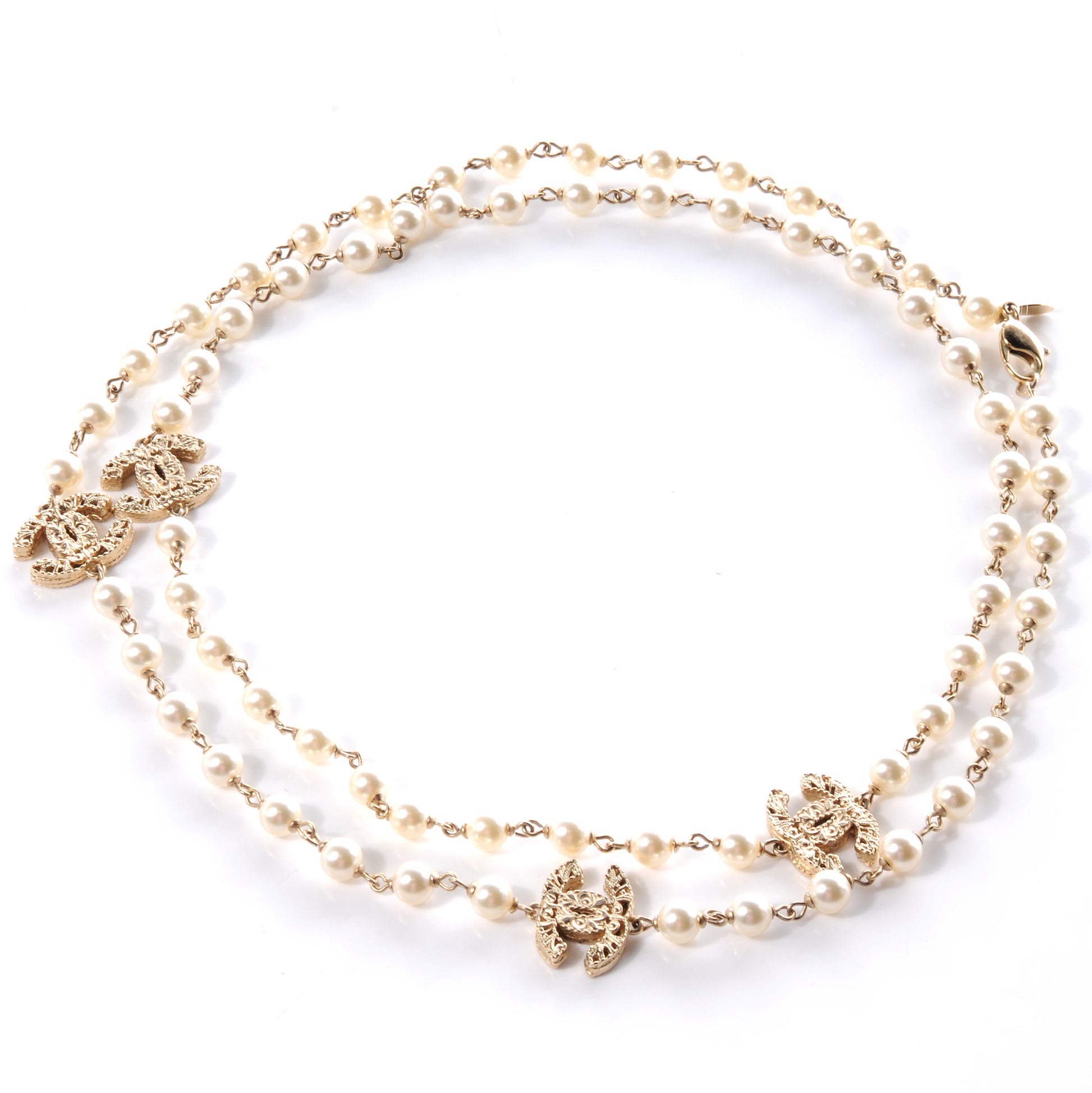 Chanel Pearl CC Long Necklace Gold 6 of 6
