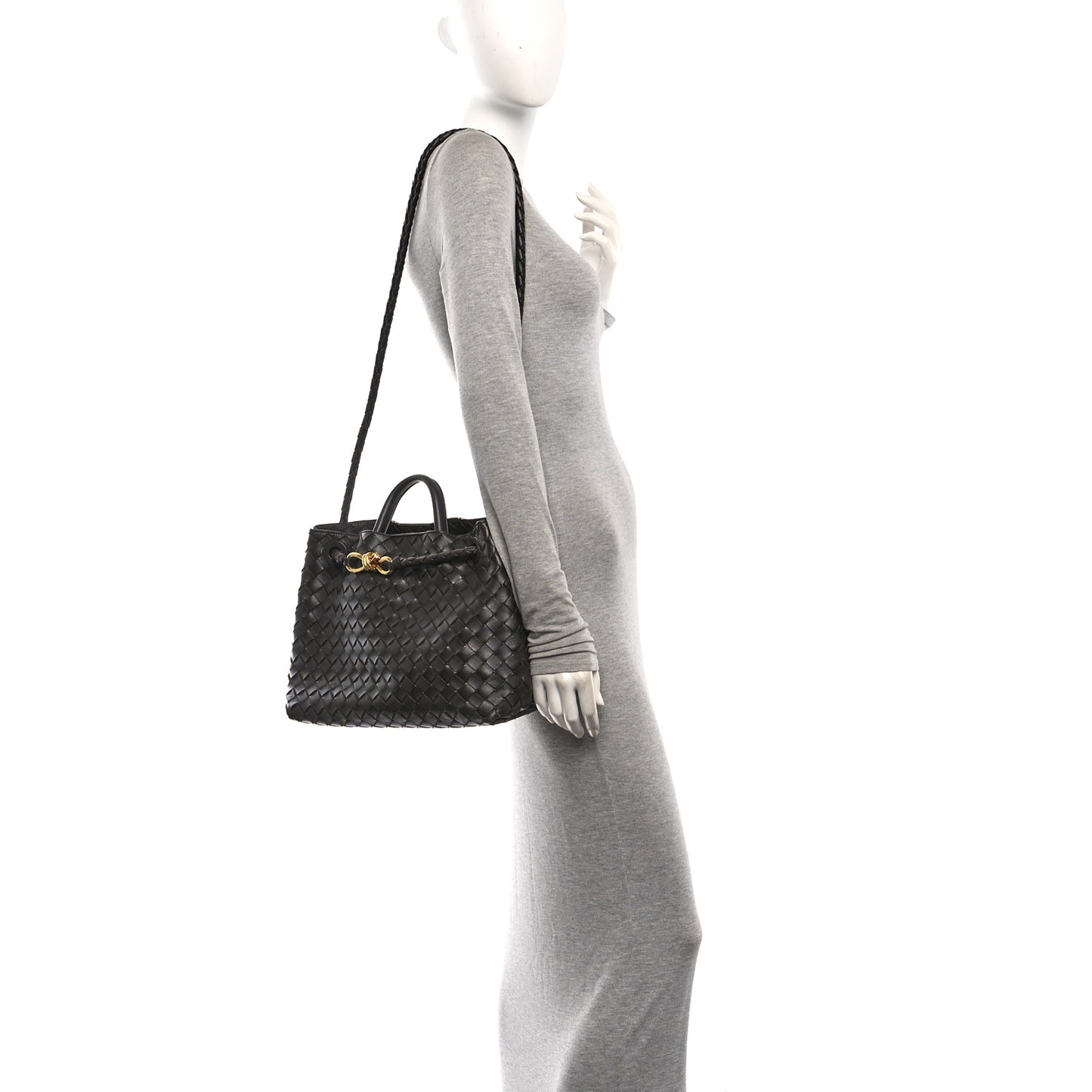 Nappa Intrecciato Medium Andiamo Shoulder Bag Fondant