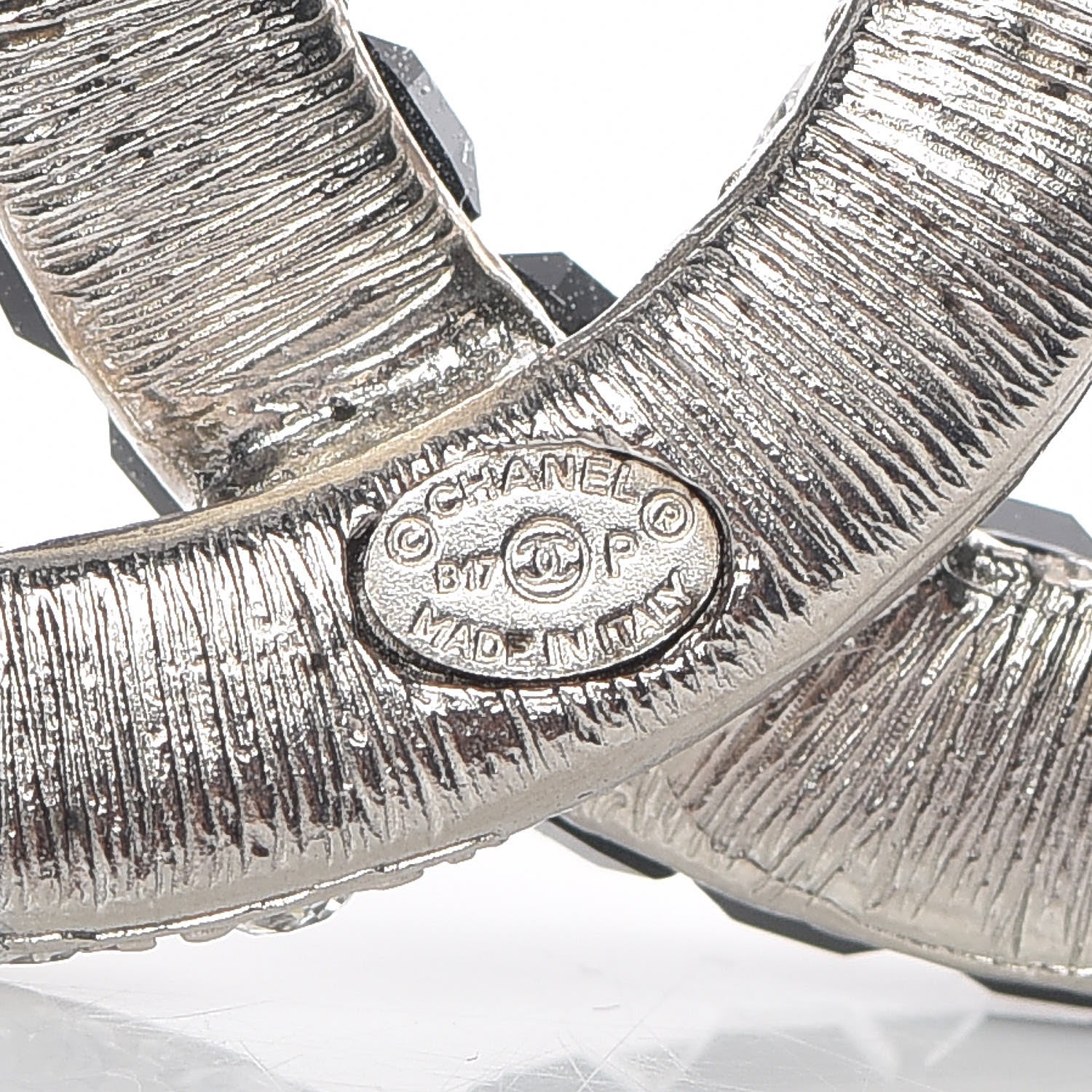 Chanel Baguette Crystal CC Brooch Silver Black 4 of 5