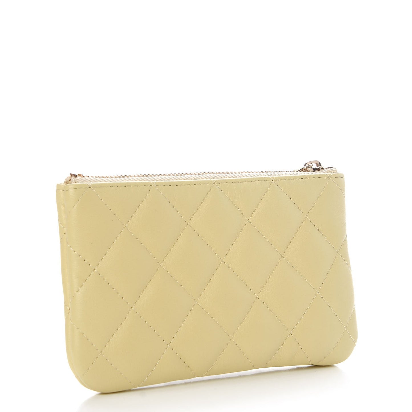 Lambskin Quilted Small Cosmetic Case Yellow