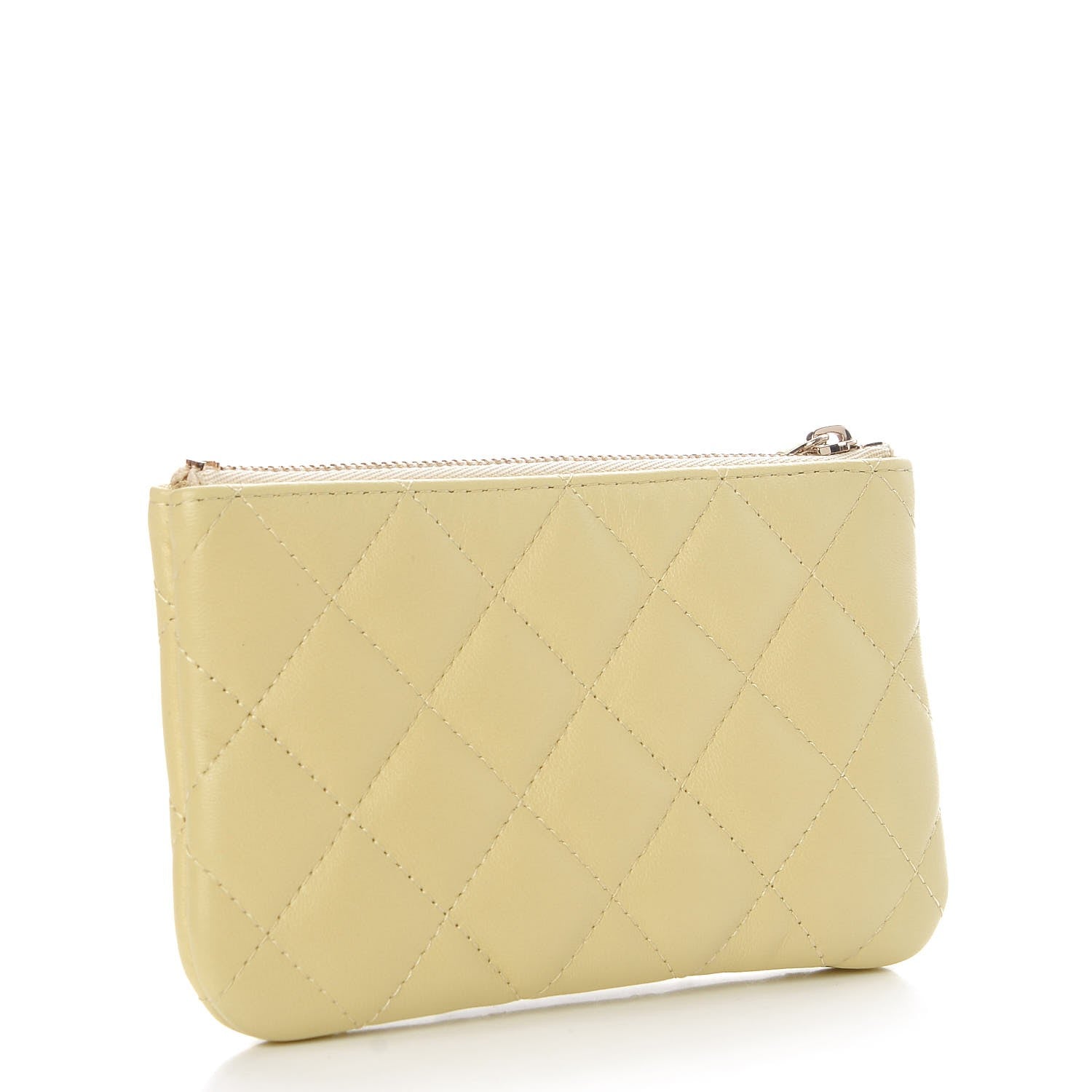 Chanel Lambskin Quilted Small Cosmetic Case Yellow 3 of 8