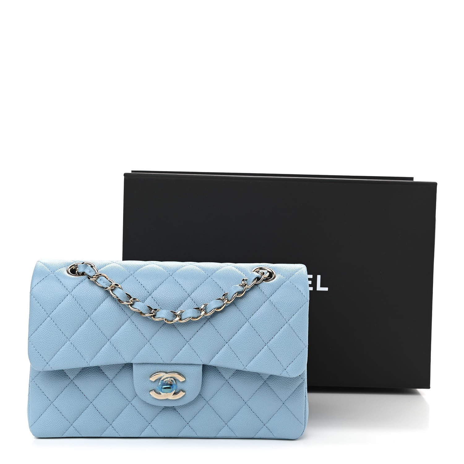 Chanel Caviar Quilted Small Double Flap Blue 10 of 10