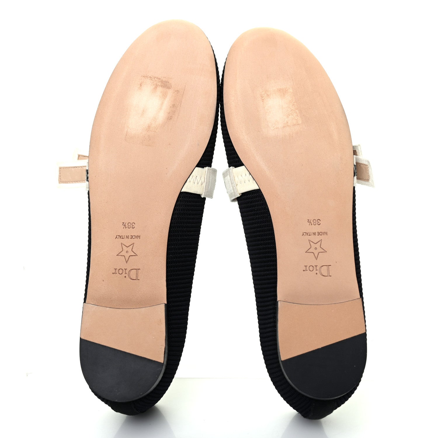 Christian Dior Fabric Ribbon Embroidered J'Adior Ballet Flats 38.5 Black 5 of 11