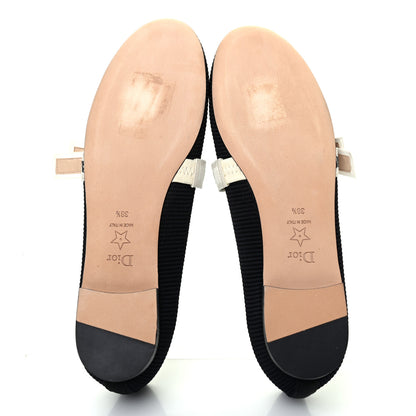 Christian Dior Fabric Ribbon Embroidered J'Adior Ballet Flats 38.5 Black 5 of 11