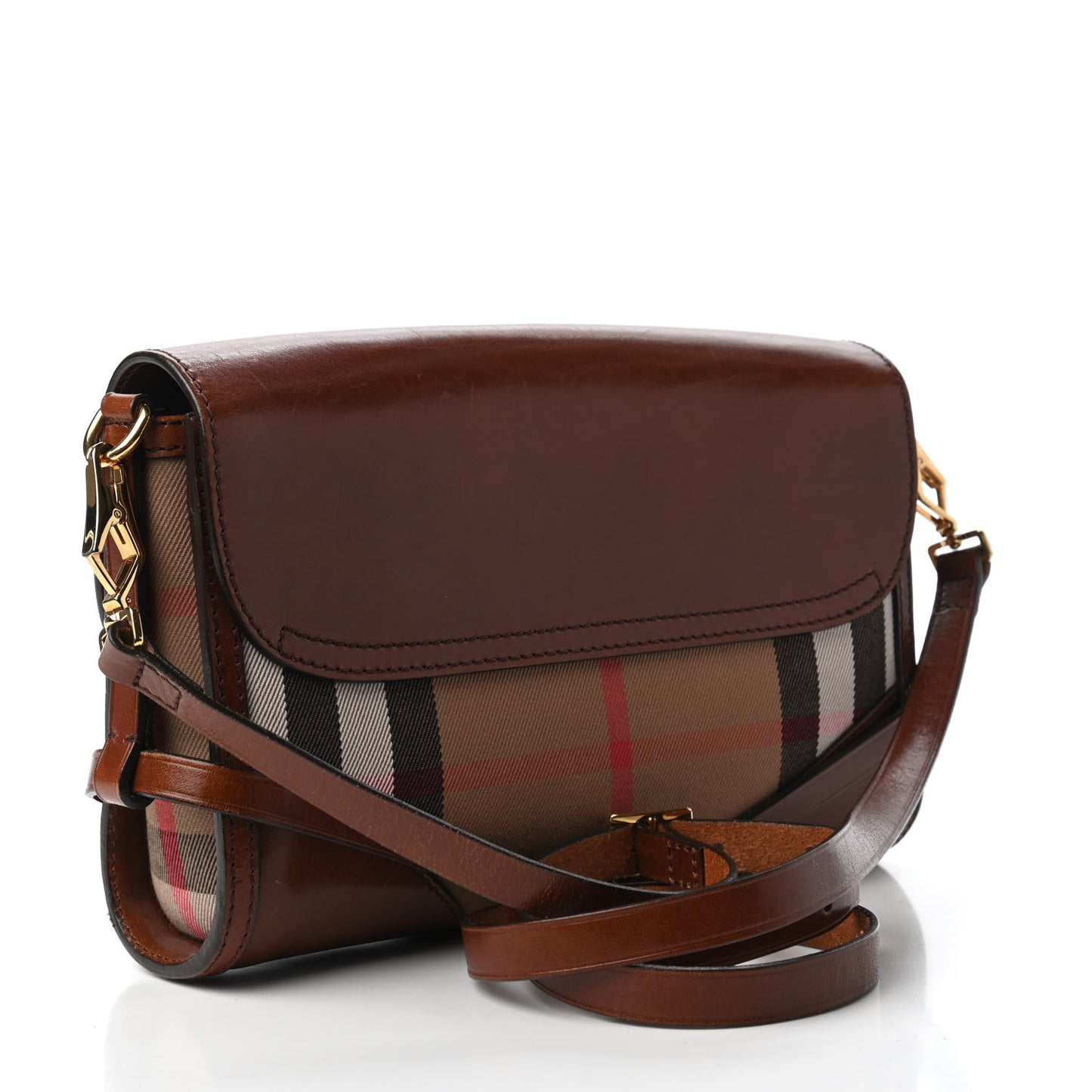 House Check Bridle Calfskin Small Abbott Crossbody Bag Tan