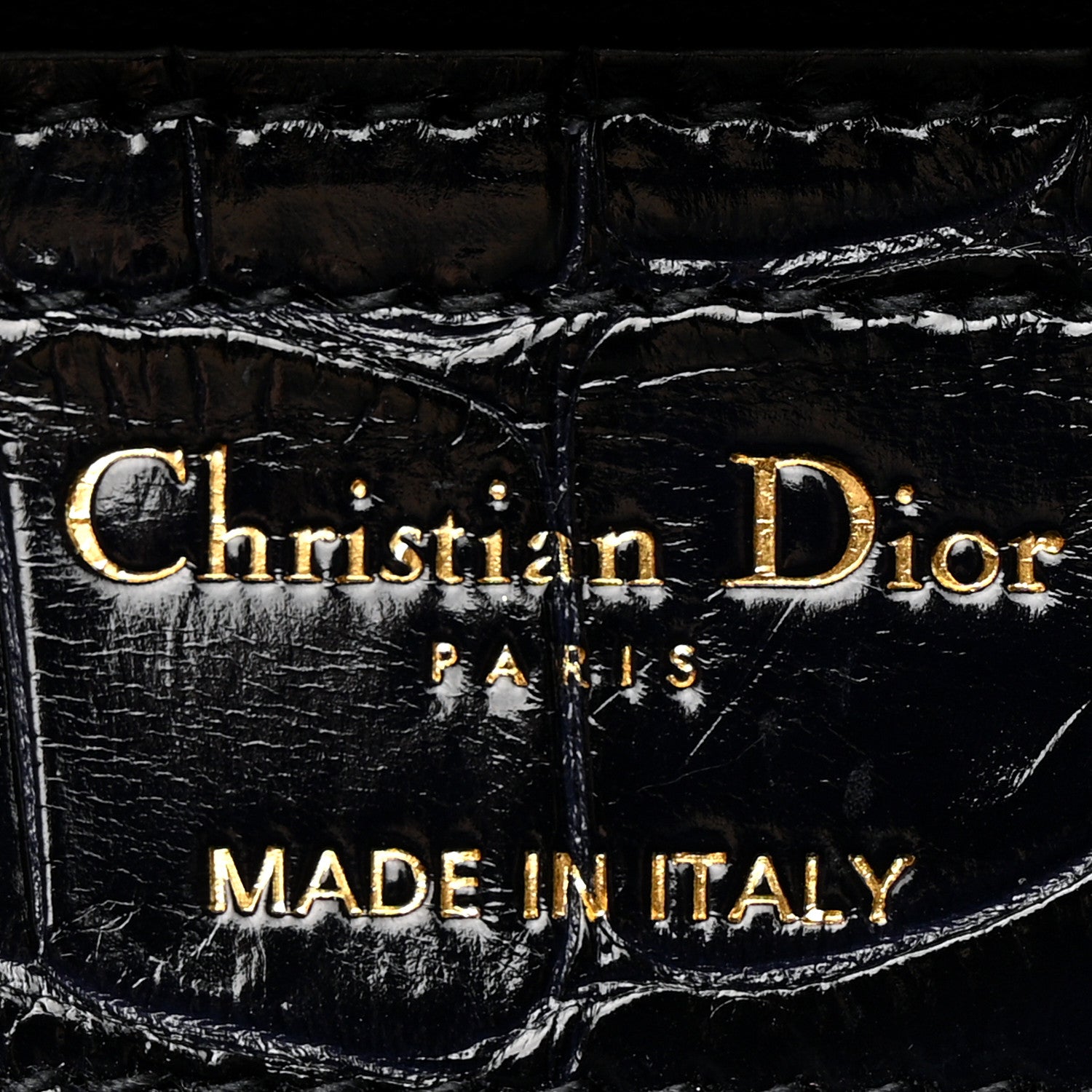 Christian Dior Rabbit Fur Alligator Crystal Cannage Medium Caro Bag Navy 6 of 12