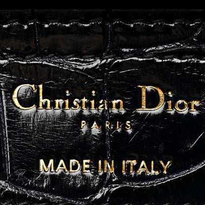 Christian Dior Rabbit Fur Alligator Crystal Cannage Medium Caro Bag Navy 6 of 12