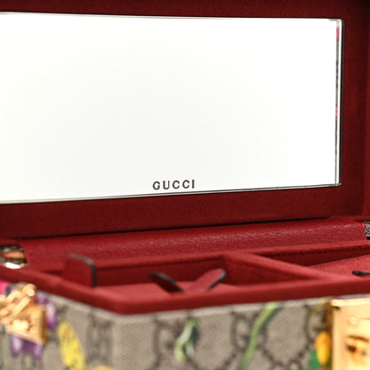 Gucci GG Supreme Monogram Flora Padlock Jewelry Case Red 8 of 14