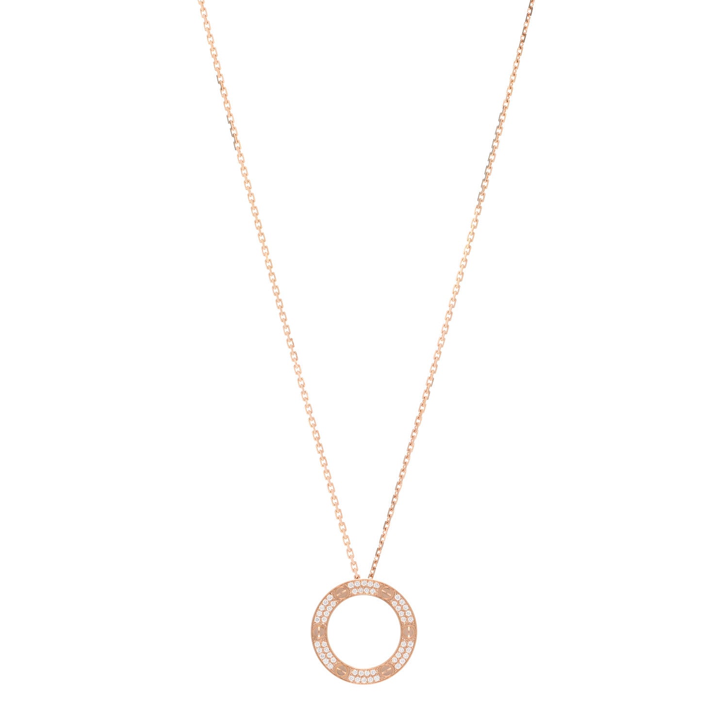 Cartier 18K Pink Gold Diamond LOVE Paved Necklace 1 of 6
